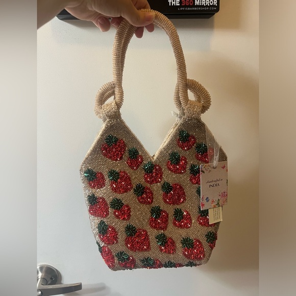 T.J.Maxx Handbags - 🍓 Beaded Strawberry Tote Bag Summer Y2K Fruit Purse
